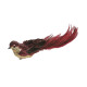 Burgundy Sequin &amp; Glitter Feather Bird with Clip L29cm