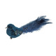 Peacock Blue Velvet Bird with Glitter and Clip (20cm)