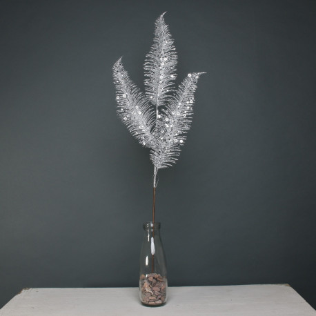 Glitter 3 fern leaf Silver stem