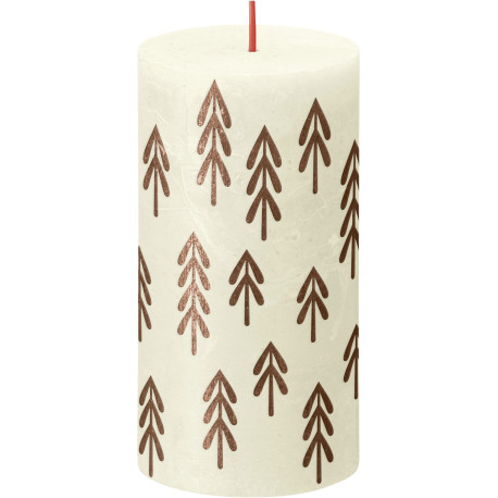 Bolsius Rustic Soft Pearl Silhouette Pillar Candle with Tree (130mm x 68mm)