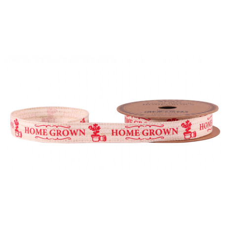 \'Homegrown\' Red Linen Ribbon 15mm