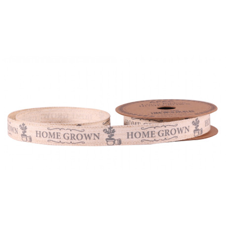 \'Homegrown\' Grey Linen Ribbon 15mm