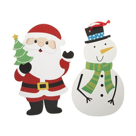 2 Assorted Glitter Printed Christmas Door Hangers With H-tag