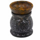 Soapstone Oil Burner 10cm - Mandala Flower - Black &amp; Yellow