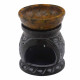 Soapstone Oil Burner 10cm - Mandala Flower - Black &amp; Yellow