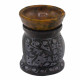 Soapstone Oil Burner 10cm - Mandala Flower - Black &amp; Yellow