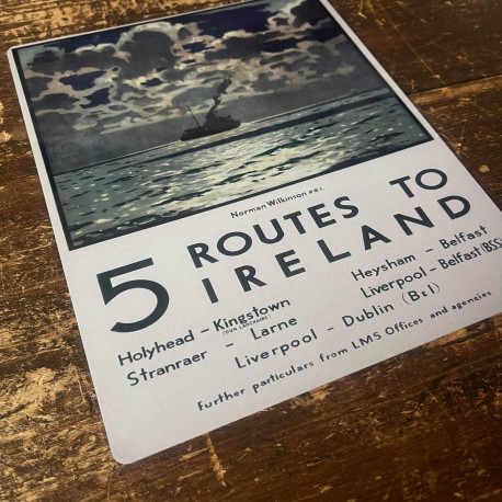 5 Routes to Ireland Ship - Metal Travel Wall Sign