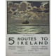 5 Routes to Ireland Ship - Metal Travel Wall Sign