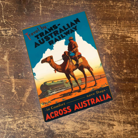 Across Australia Railway - Metal Travel Wall Sign