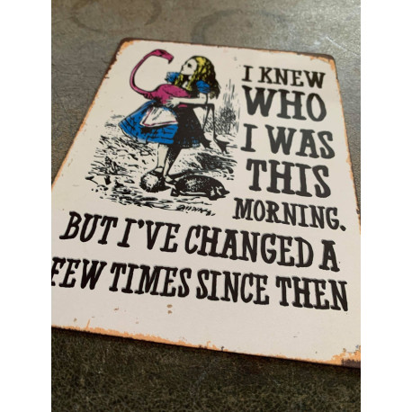 Alice in wonderland , I knew who i was, but i've changed - Metal Advertising Wall Sign
