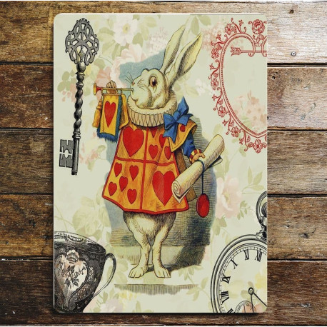 Alice in wonderland, White Rabbit - Metal Advertising Wall Sign