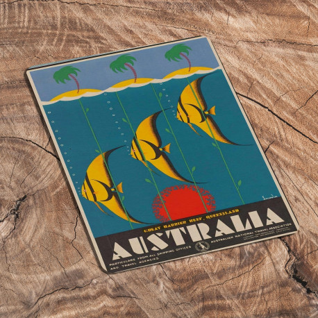 Australia Yellow Fish - Metal Travel Wall Sign