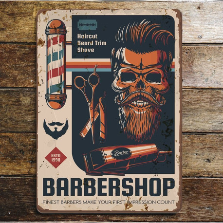 barbershop haircut  - Metal Sign Plaque