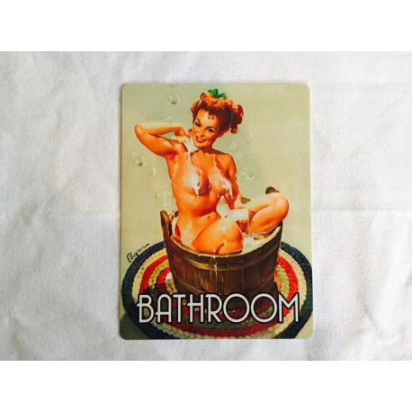 Bathroom Door Sign Personalised With Any Name / Text - Pin Up Girl In Bath- Meta Sign