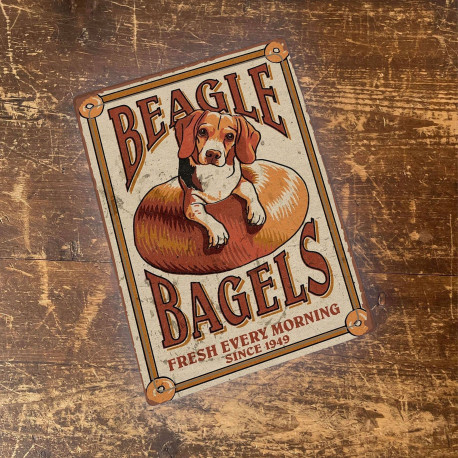 beagle bagels Dog Vintage Style Metal Sign Plaque