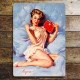 Bedroom Bed Book Personalised With Any Name / Text - Pin Up Girl In Bath- Metal Personalised Sign