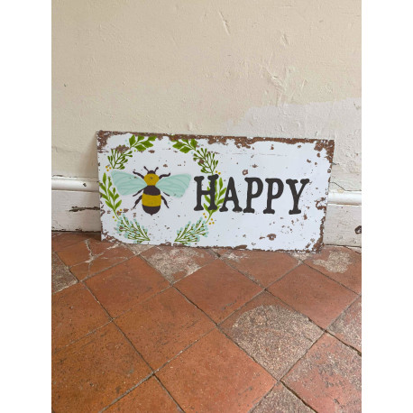 Bee Happy - Metal Advertising Wall Sign