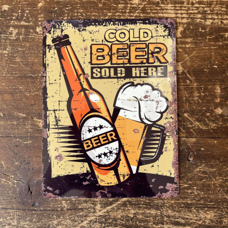 Beer botle and drink  - Metal Vintage Wall Sign