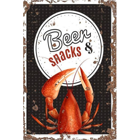 Beers Snacks Lobster  - Metal Vintage Wall Sign