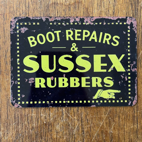 Boot Repairs & Sussex Rubbers  - Metal Sign Plaque