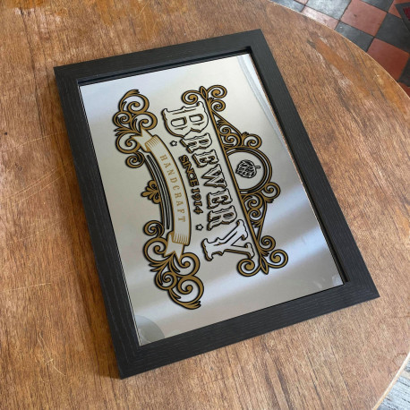 Brewery Beer Bar Pub Mirror  - Mirroed Metal Wall Sign