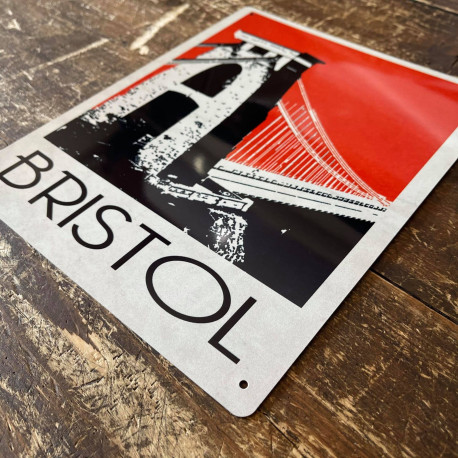 Bristol Travel Orange - Metal Travel Wall Sign