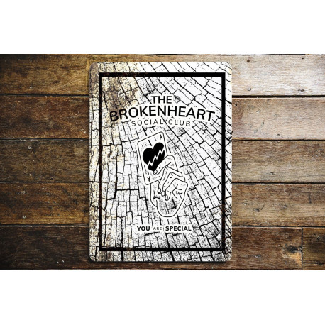 BROKEN HEARTED SOCIAL CLUB - Metal Vintage Wall Sign