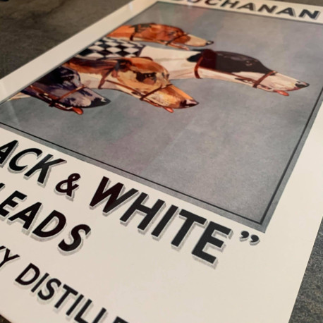 Buchanan's Black and White Scotch Whiskey Grey hounds- Metal Advertising Wall Sign