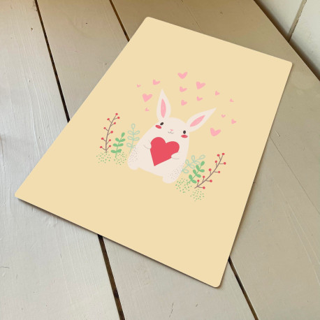 Bunny Rabbit Heart Valentine ,  Metal Travel Wall Sign