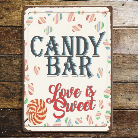 Candy  Bar , Love is sweet - Metal Wall Sign