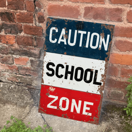 Caution School Zone - Metal Advertising Wall Sign