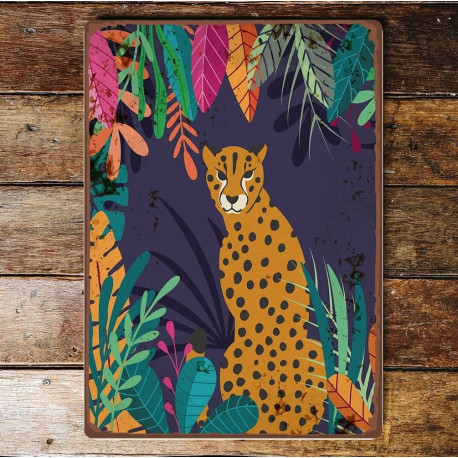 cheetah lepards jungle tropical Metal Wall Sign Plaque