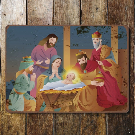 Christmas nativity jesus mary manger - Metal Advertising Wall Sign