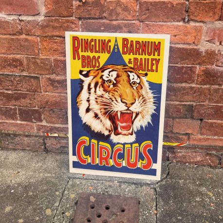 Circus Tiger Tingling Bros - Metal Travel Wall Sign