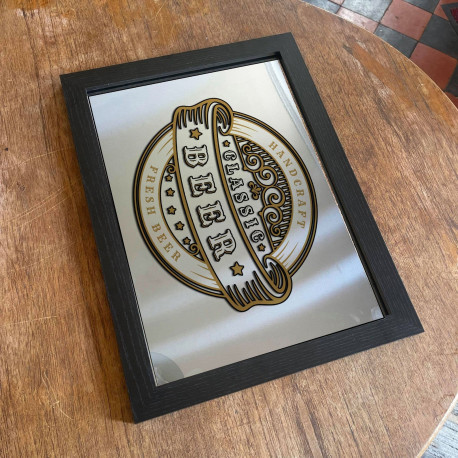 classic Beer Bar Pub Mirror  - Mirroed Metal Wall Sign