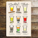 Classic Cocktail Shots Recipe - Metal Cocktails Drink Bar Wall Sign