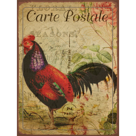 Cockeral French Hen Chicken - Metal Propaganda Wall Sign