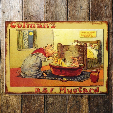 Colmans D.S.F. Mustard Pig - Metal Advertising Wall Sign