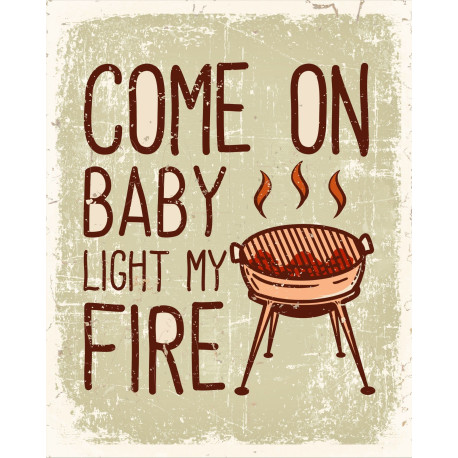 Come On Baby Light My Fire BBQ Tin Sign Metal Sign Plaque