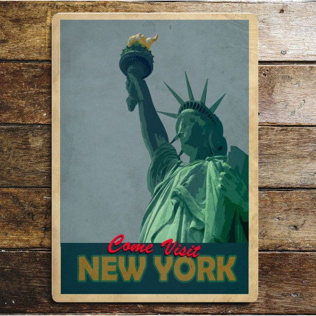 Come Visit New York - Metal Travel Wall Sign