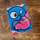 Comic Style Blue Dog Face Graffiti - Metal Pop Art Wall Sign