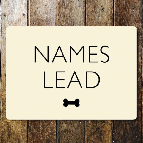 Cream Dog Lead Door Sign Personalised With Any Name / Text - Metal Art Wall Sign (1)