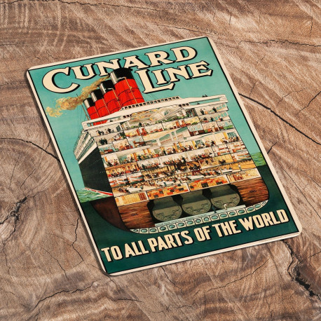 Cunard Line To all Parts Of The World - Metal Travel Wall Sign