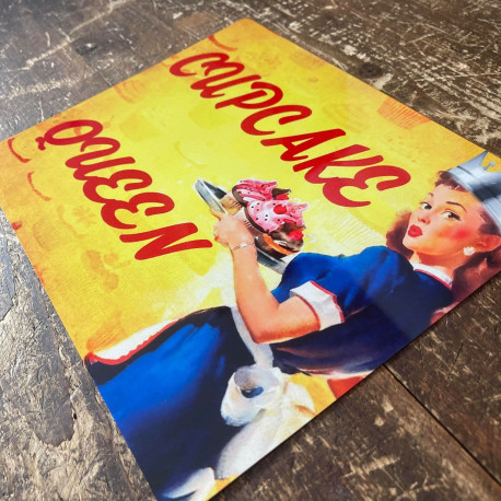 Cupcake Queen - Pin Up Girl - Metal Wall Sign