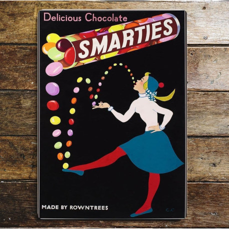 Delicious Chocoloate Smarties Rowntrees - Metal Advertising Wall Sign