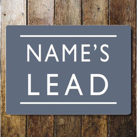 Dog Lead Door Sign Personalised With Any Name / Text - Metal Art Wall Sign