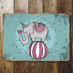 elephant Ball circus blue  - Metal Sign Plaque