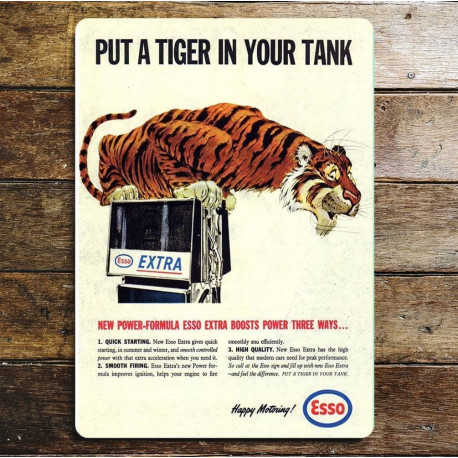 Esso Put a Tiger in Your Tank Happy Motoring - Metal Advertising Wall Sign