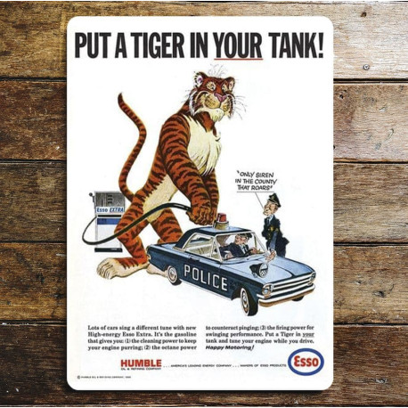 Esso Put a Tiger in Your Tank Police Car - Metal Advertising Wall Sign