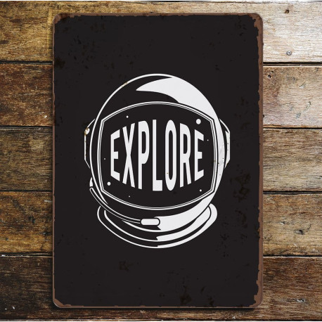 explore astronaut  - Metal Sign Plaque